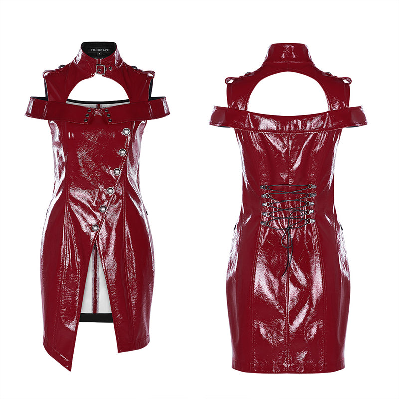 WQ-449LQF Punk flaming patent leather dress