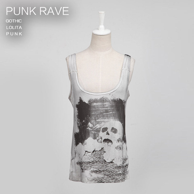 T-349 Digital Printing Sleeveless Punk Shirt