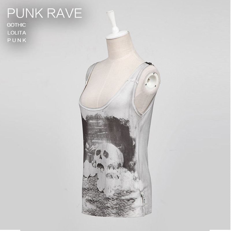 T-349 Digital Printing Sleeveless Punk Shirt