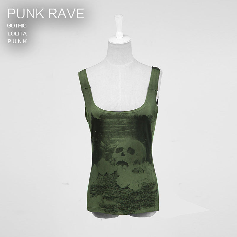 T-349 Digital Printing Sleeveless Punk Shirt