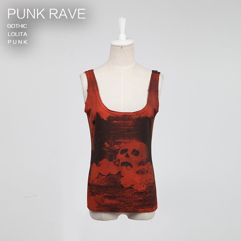 T-349 Digital Printing Sleeveless Punk Shirt