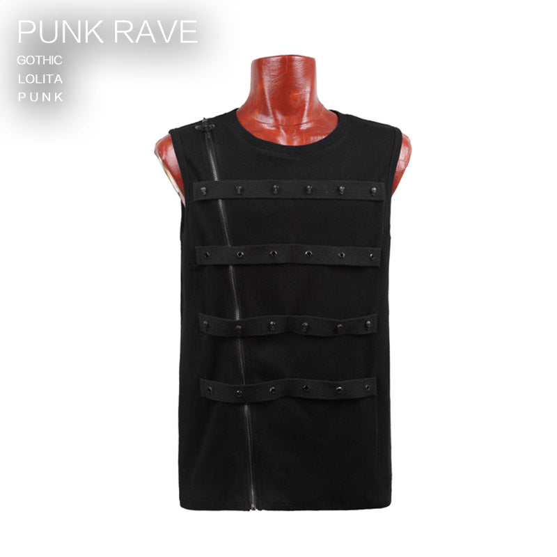 T-357 black Cotton Blets Rock Casual Punk Vest