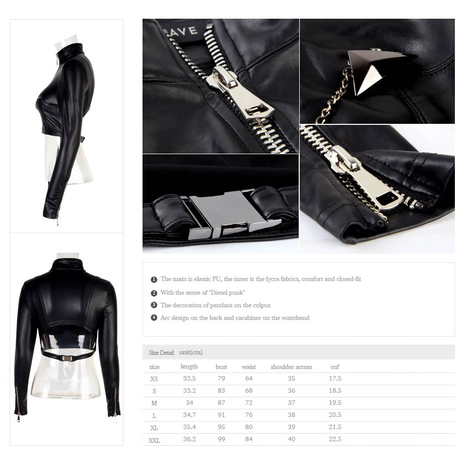 T-406 Top Elastic Sexy Short Sleeve Leather Punk Shirts