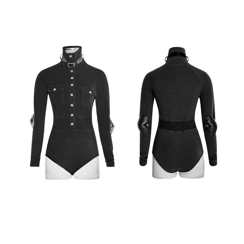 T-434 Military Nylon Retro Buttons Jumpsuits Combat Leather Punk Shirts