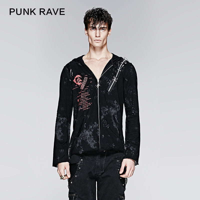 Y-235 Latest Fashion Cobweb Design Skeleton Punk Jacket With Hoody