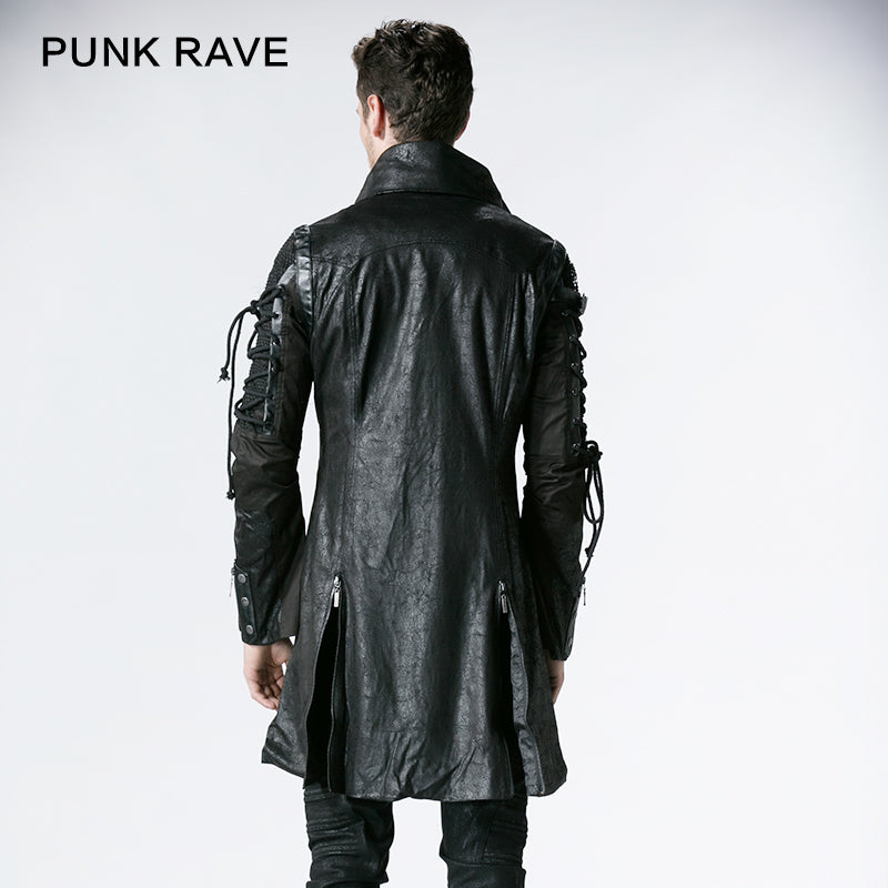 Popular Punk Rave Jacket Y-349 Studded Special Hot Fit Leather Long Gothic Coat