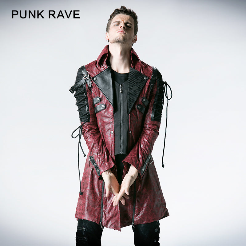 Popular Punk Rave Jacket Y-349 Studded Special Hot Fit Leather Long Gothic Coat