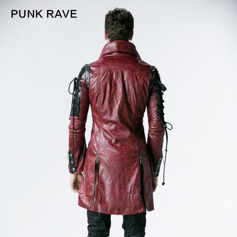 Popular Punk Rave Jacket Y-349 Studded Special Hot Fit Leather Long Gothic Coat