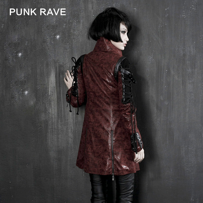 Popular Punk Rave Jacket Y-349 Studded Special Hot Fit Leather Long Gothic Coat