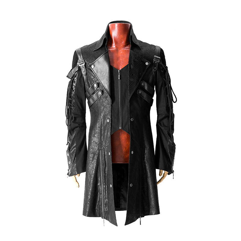 Popular Punk Rave Jacket Y-349 Studded Special Hot Fit Leather Long Gothic Coat