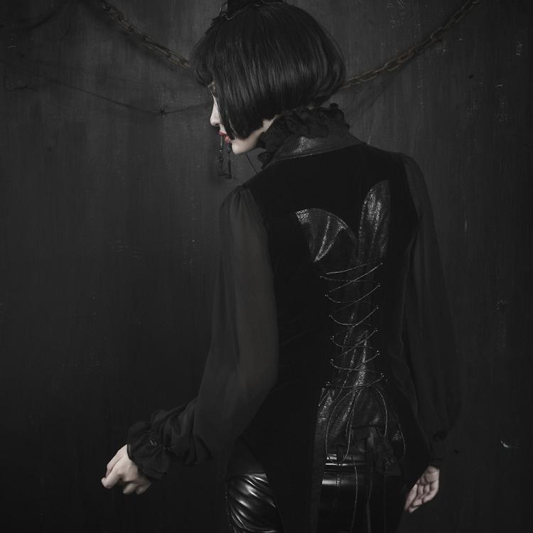 Y-362 Stylish Long Sleeve Gothic Jacket With Lotus Leaf Standing Collar