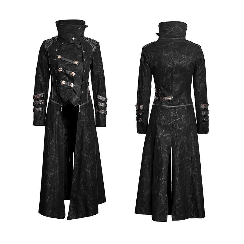 Y-364 black Winter High Collar Long Rock Punk Coat