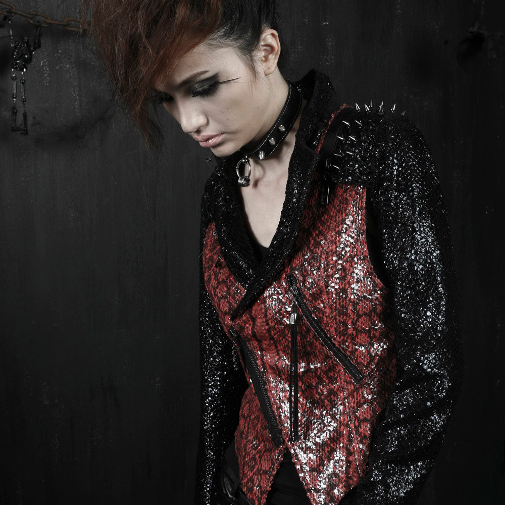 Y-369 Red And black Cool Special Design Punk Jacket For Men