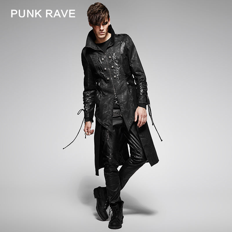 Y-376 Fashion Asymmetrical Long Sleeve Punk Jacket With High Neck For Men