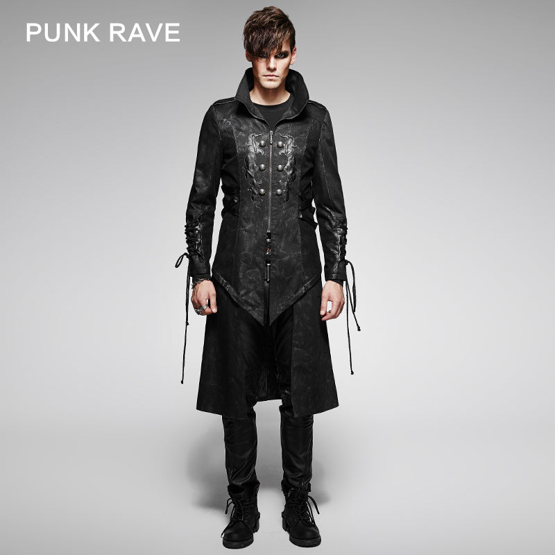 Y-376 Fashion Asymmetrical Long Sleeve Punk Jacket With High Neck For Men