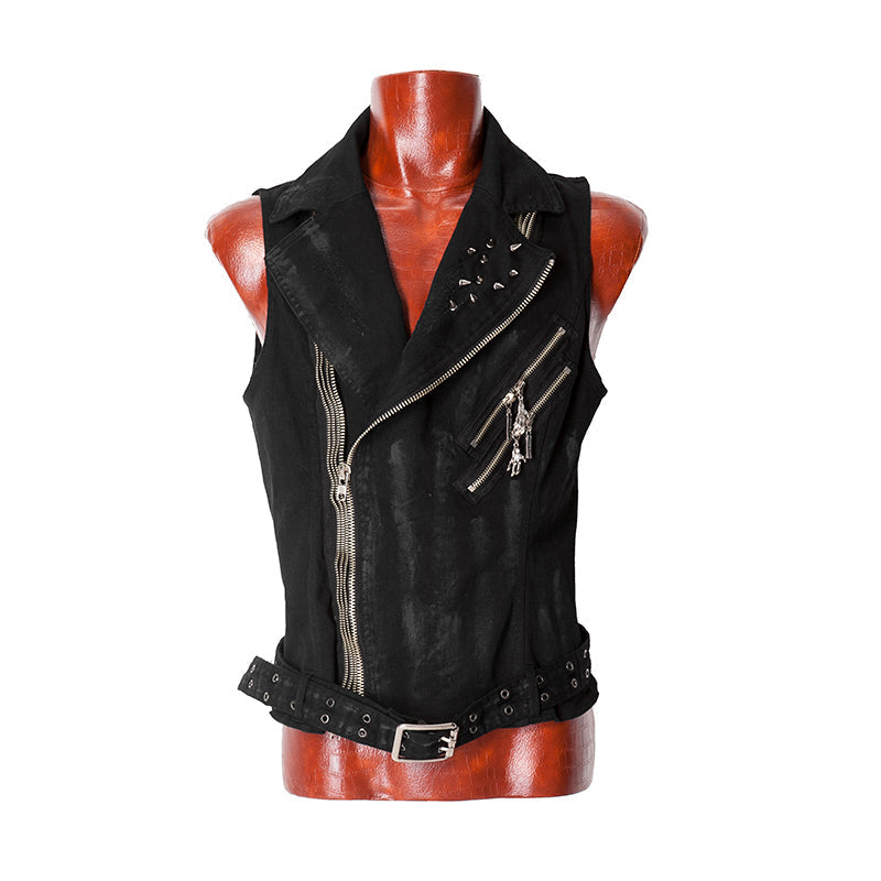 Y-404 black Cowboy Fleece Hand-painted Punk Vest