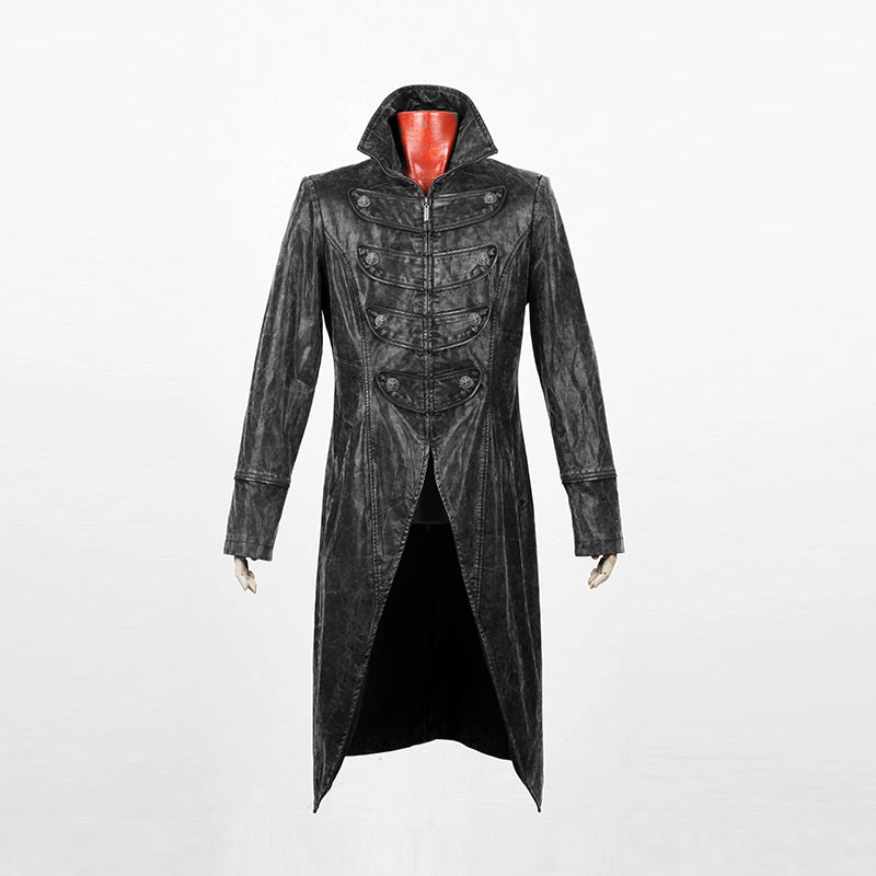 Y-462 Fashion Style black Long Windbreaker Punk Trench Coat