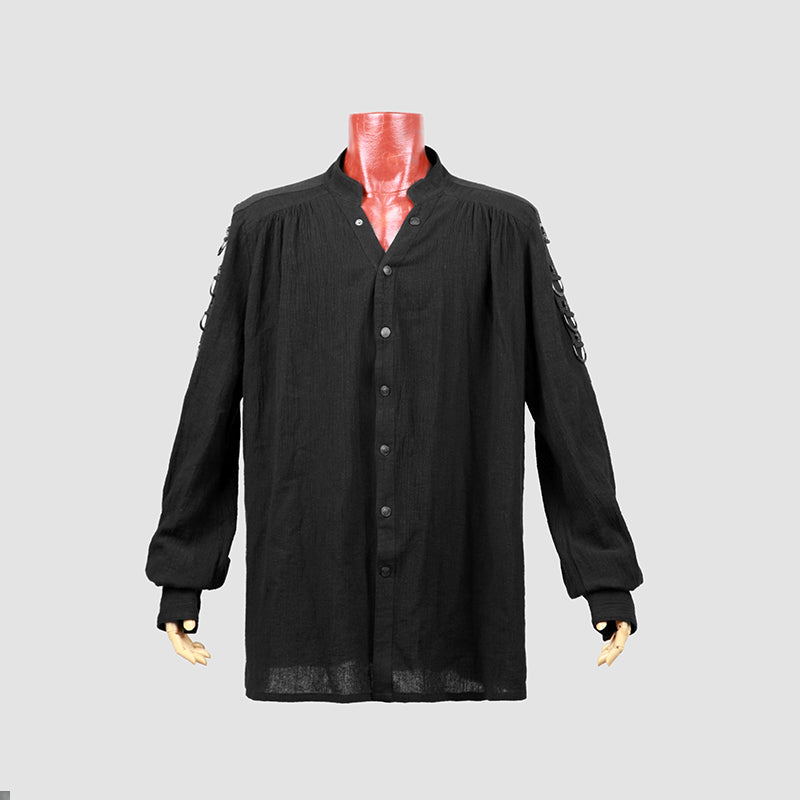 Y-464 black Long Sleeve Thin Punk Coat With Skull Decoration For Men