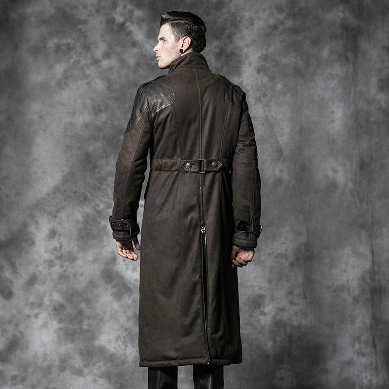 Y-480 Military Bronze Long Sleeve Punk Trench Coat With Metal Buttons