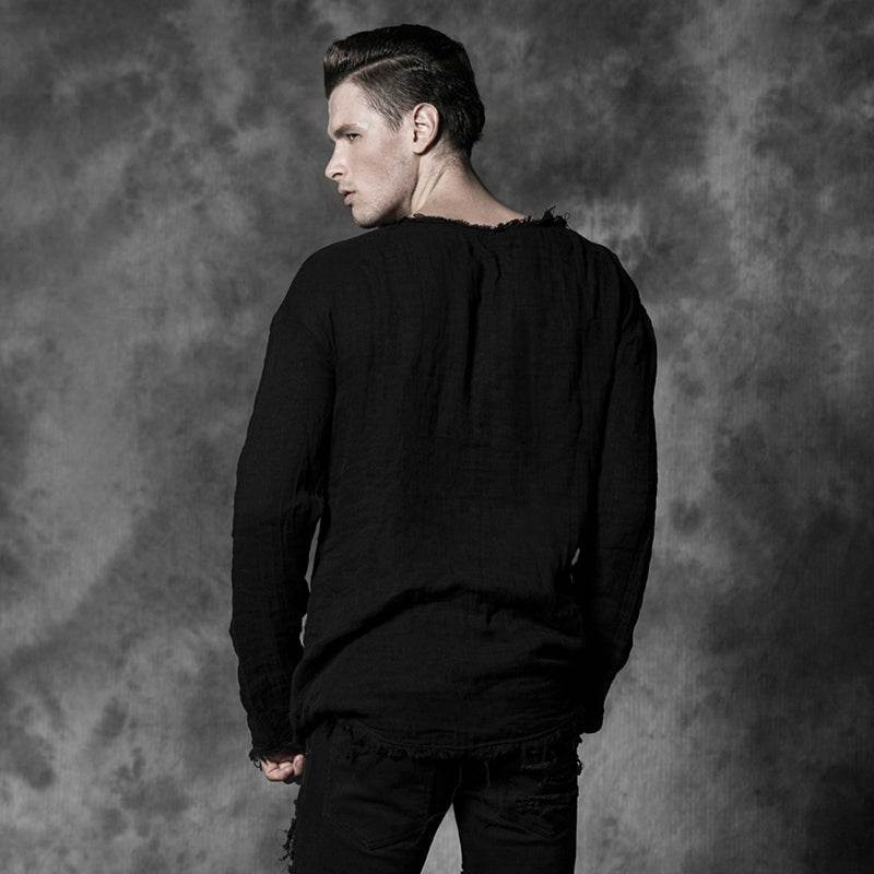 Y-492 Upper Outer Garment/black Punk T-shirts For Men