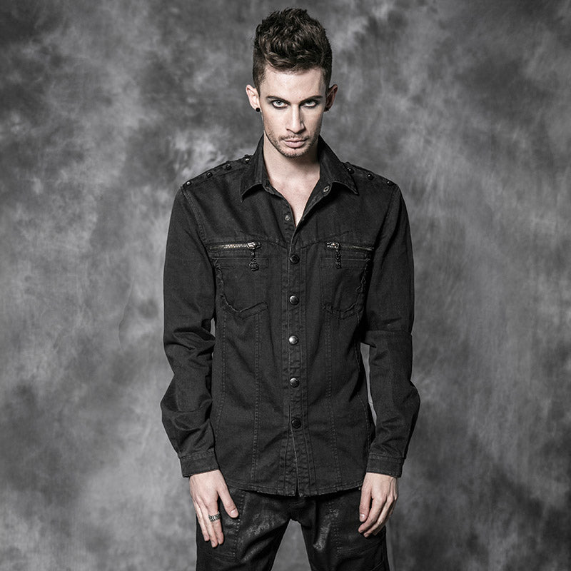 Y-501 black Special Mental Decoration Punk Shirts For Men