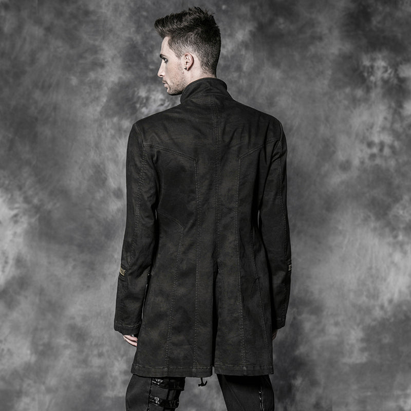 Y-506 Oversize Long Sleeve Punk Coat With Three Zip Front For Men