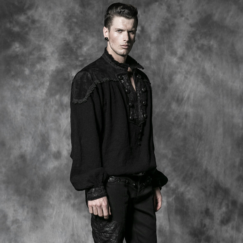 Y-513 black Classical Design Long Sleeve Gothic T-shirts With Metal Buttons