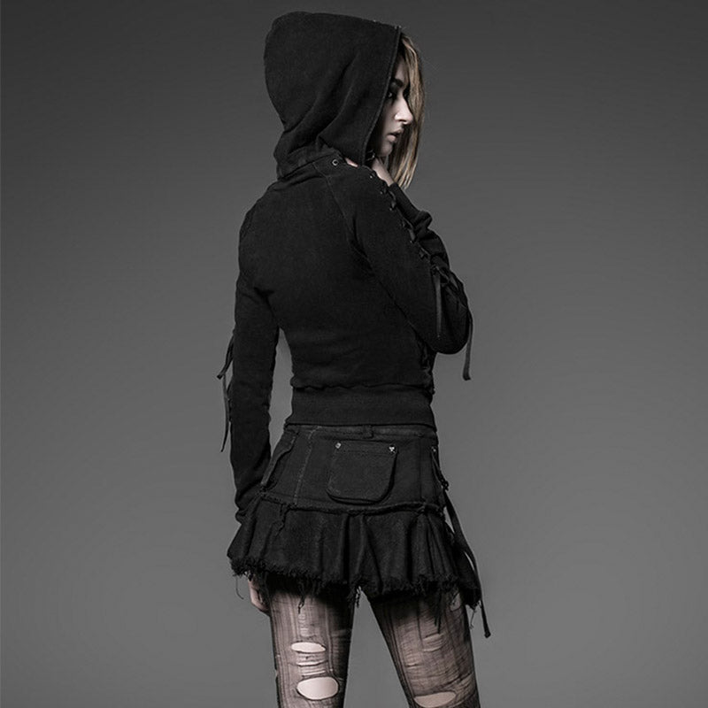 Y-514 Hot Sale Sexy Back Oversized Hooded Punk Coat