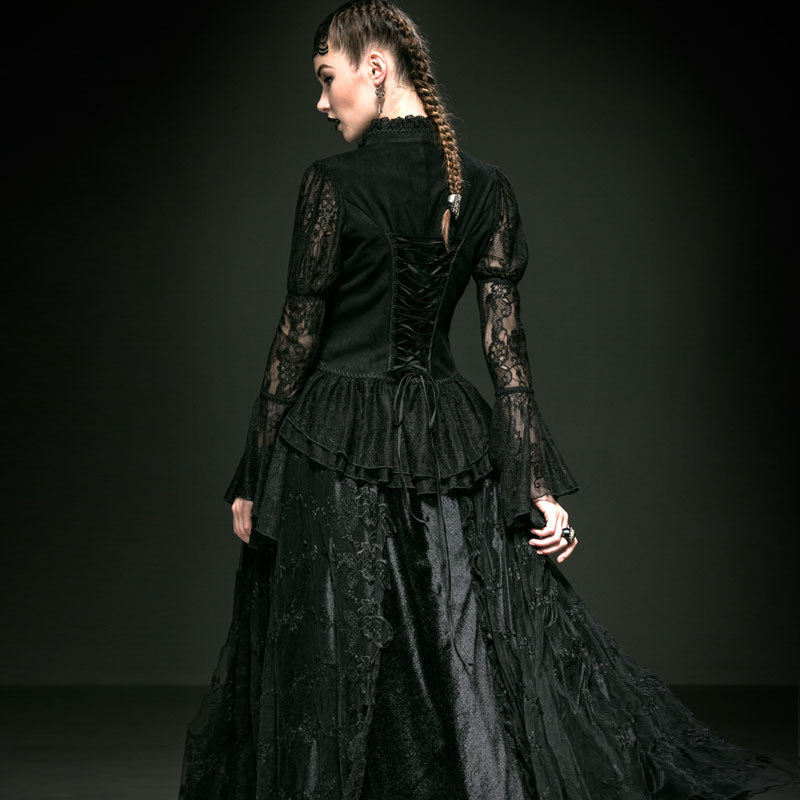 Y-536 Translucent Romantic Lace Long Speaker Sleeve Gothic Shirt