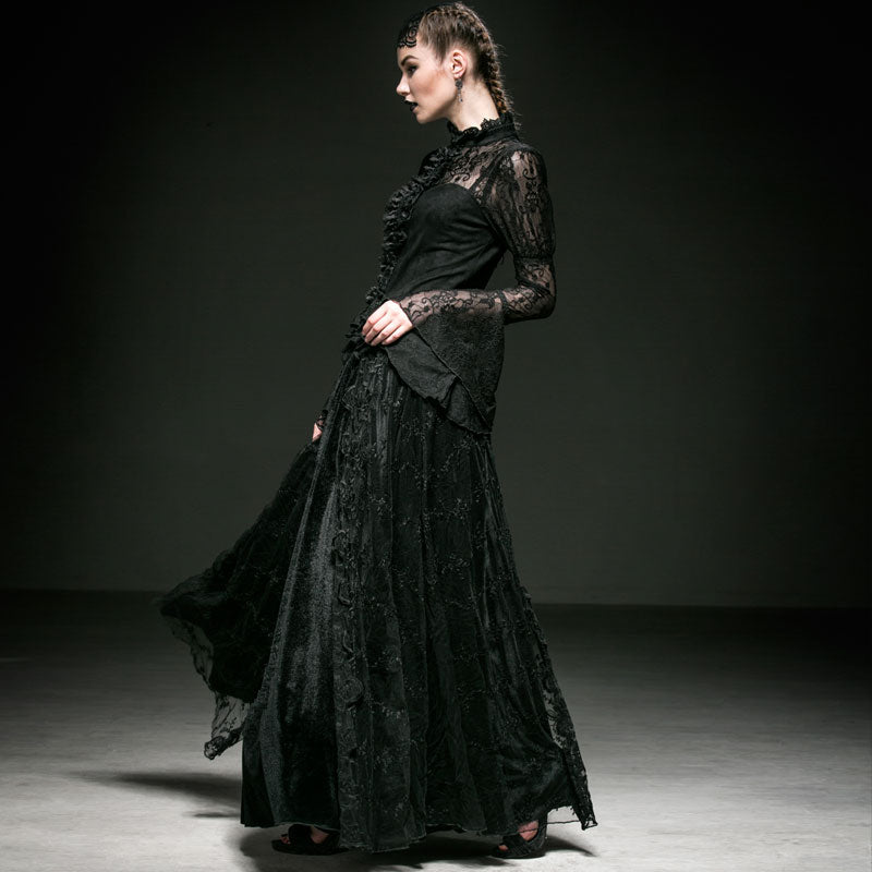 Y-536 Translucent Romantic Lace Long Speaker Sleeve Gothic Shirt