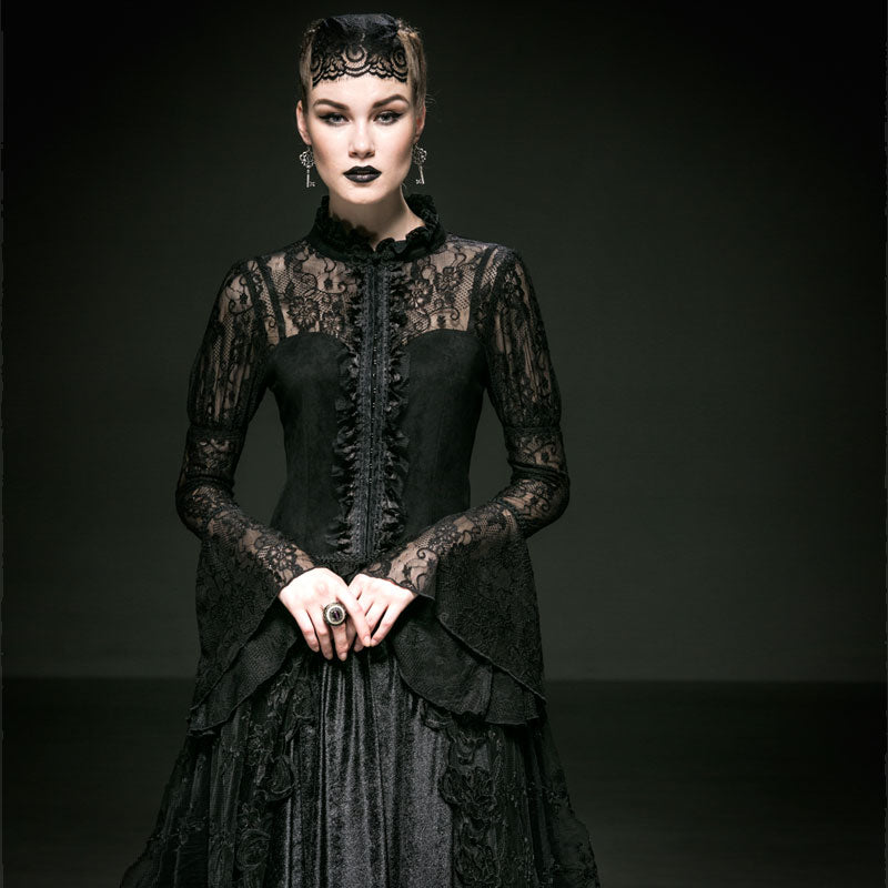 Y-536 Translucent Romantic Lace Long Speaker Sleeve Gothic Shirt