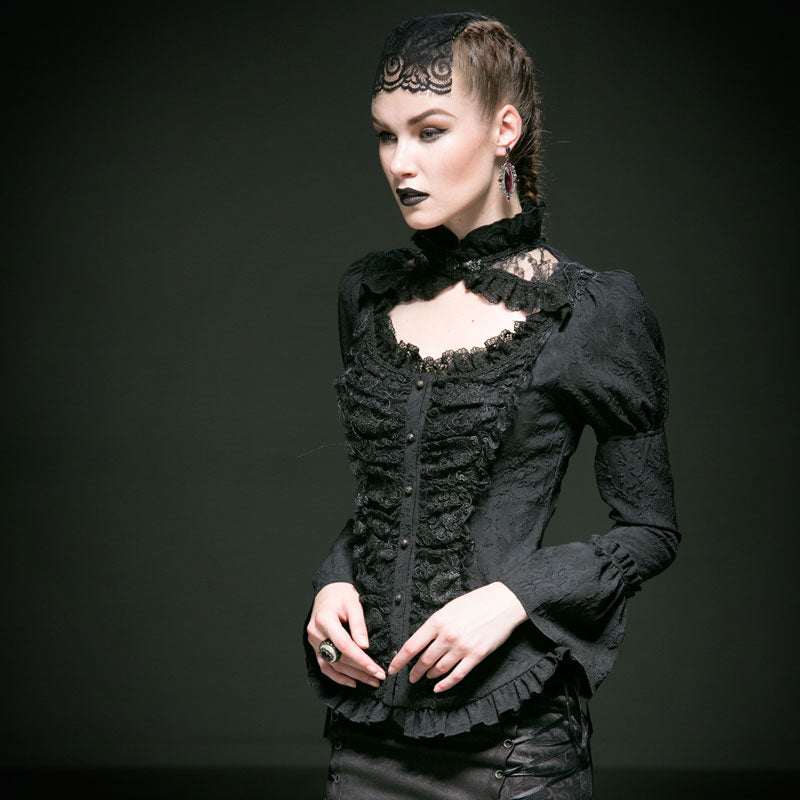 Y-538 black Lace Long Bell Sleeves Gothic Dress