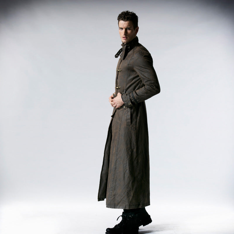 Y-556 Do The Old Long Punk Trench Coat With Stand Up Collar