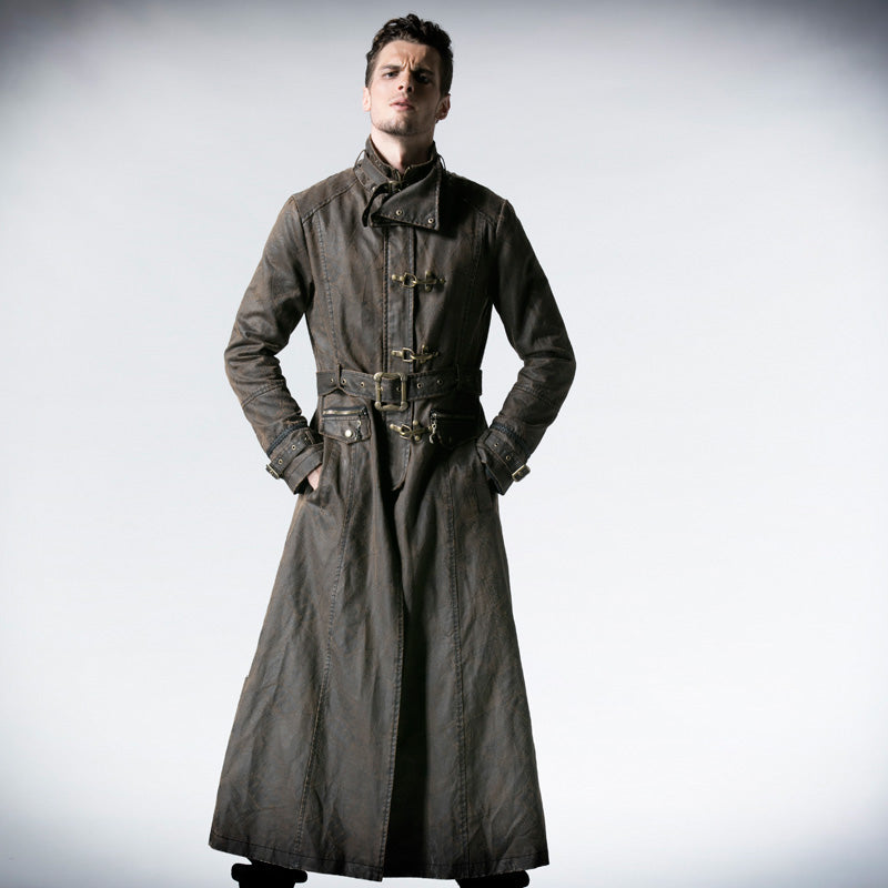 Y-556 Do The Old Long Punk Trench Coat With Stand Up Collar