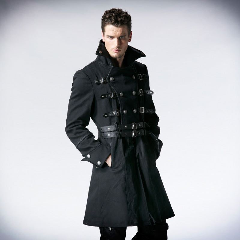 Y-557 black Long Sleeve Double Breasted Punk Coat For Men