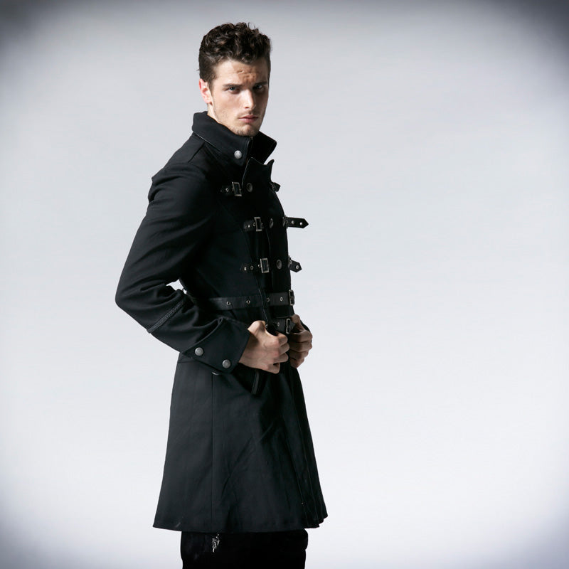 Y-557 black Long Sleeve Double Breasted Punk Coat For Men