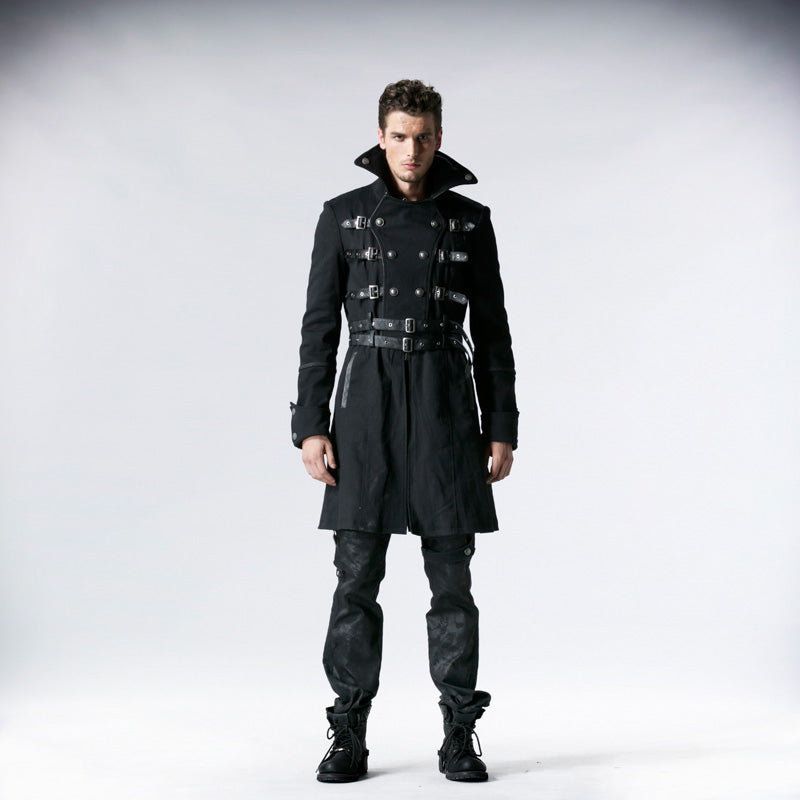 Y-557 black Long Sleeve Double Breasted Punk Coat For Men