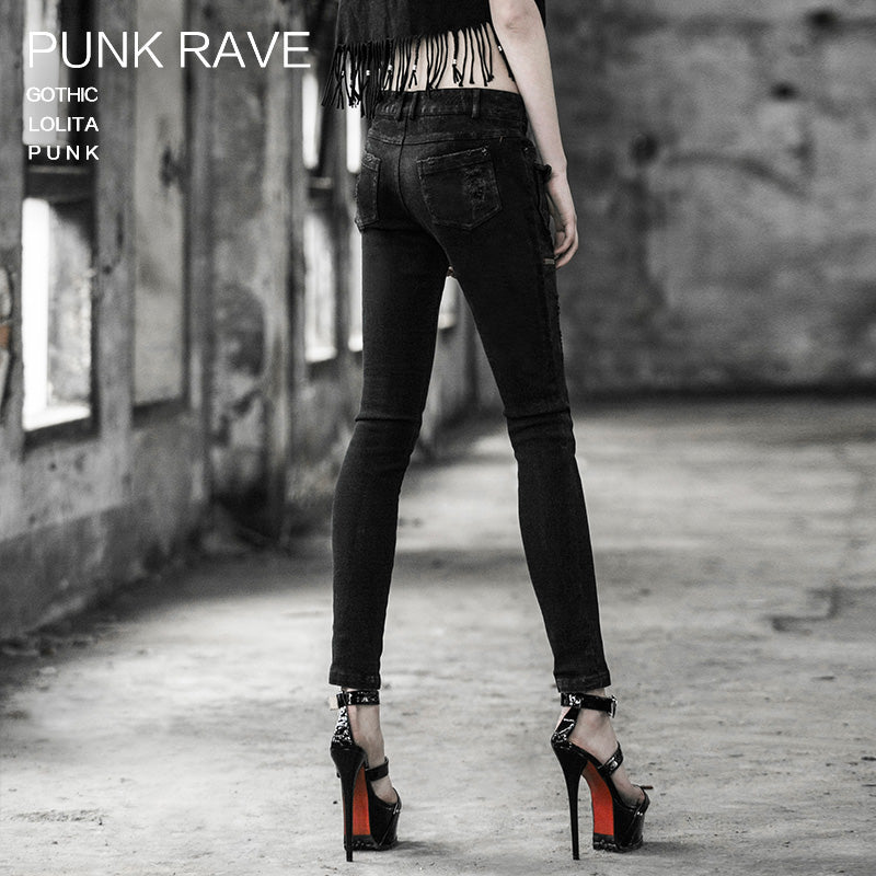 K-188 black Sexy Slim Skinny Long Punk Pants