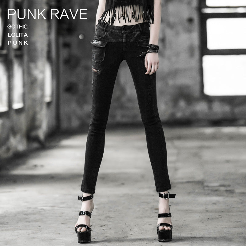 K-188 black Sexy Slim Skinny Long Punk Pants