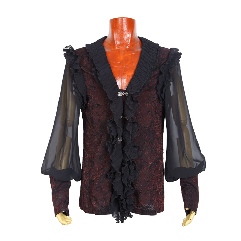 Y-577 Gorgeous Falbala Gothic Shirt With High Collar