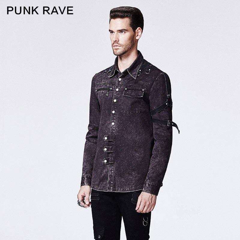 Y-591 Winter Military Denim Fabric Punk Shirts