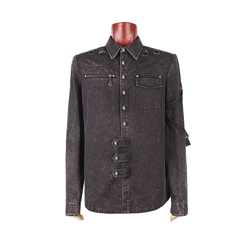 Y-591 Winter Military Denim Fabric Punk Shirts