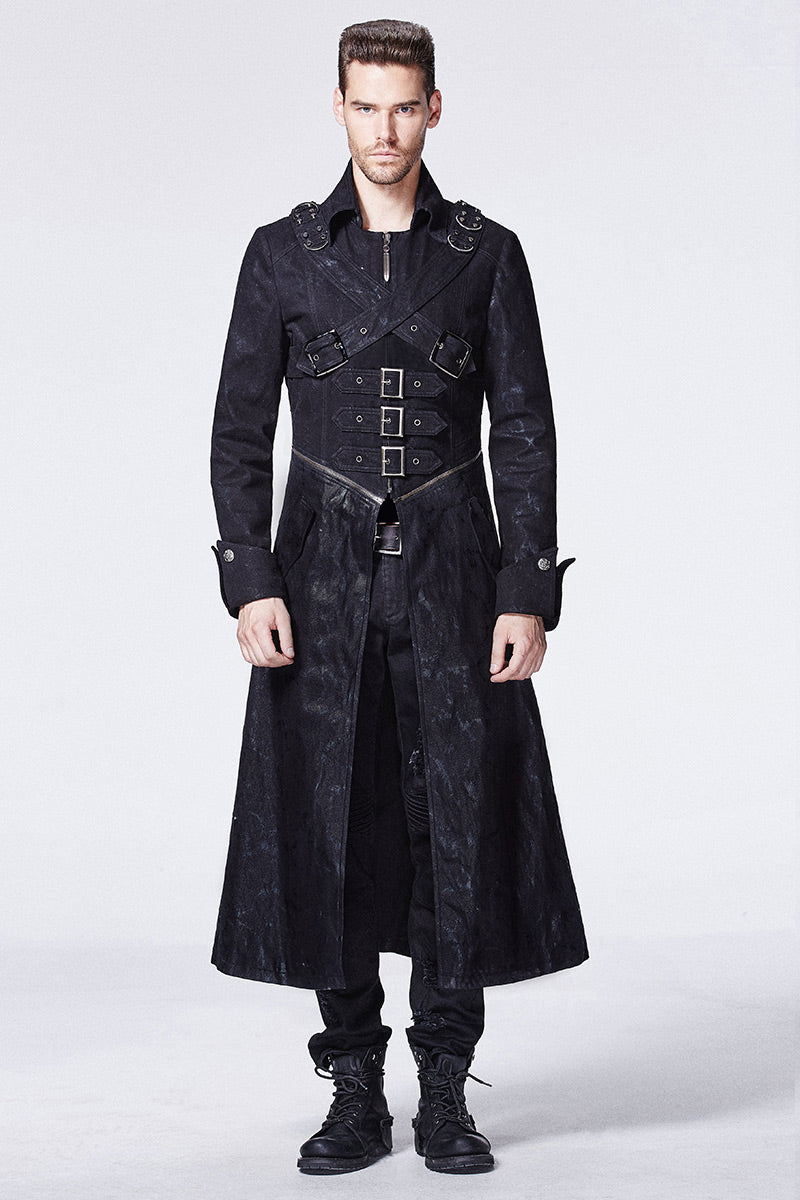 Y-594 Military Punk Trench Coat With Long Sleeve