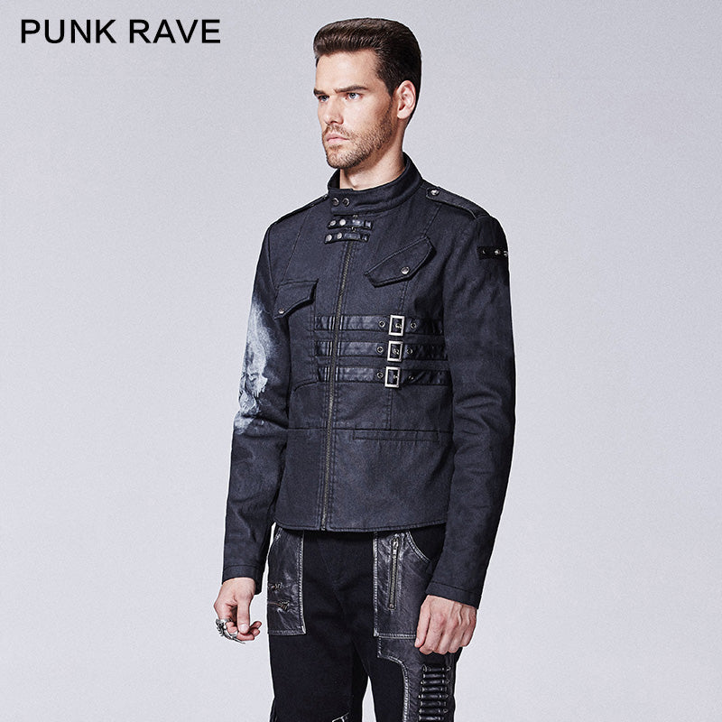 Y-610 Across An Arm Printed Skull Punk Jacket For Men