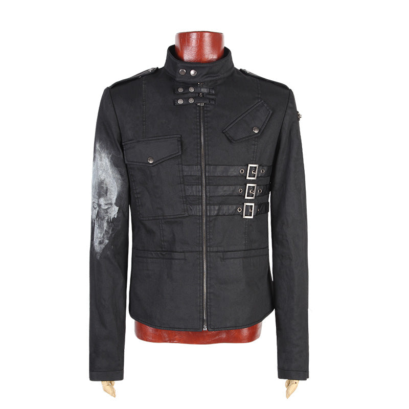 Y-610 Across An Arm Printed Skull Punk Jacket For Men