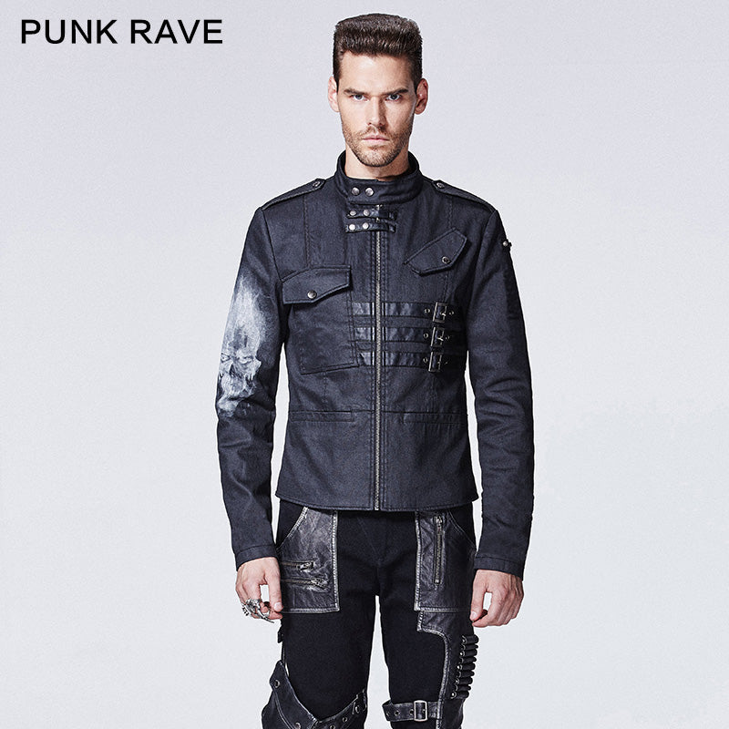 Y-610 Across An Arm Printed Skull Punk Jacket For Men