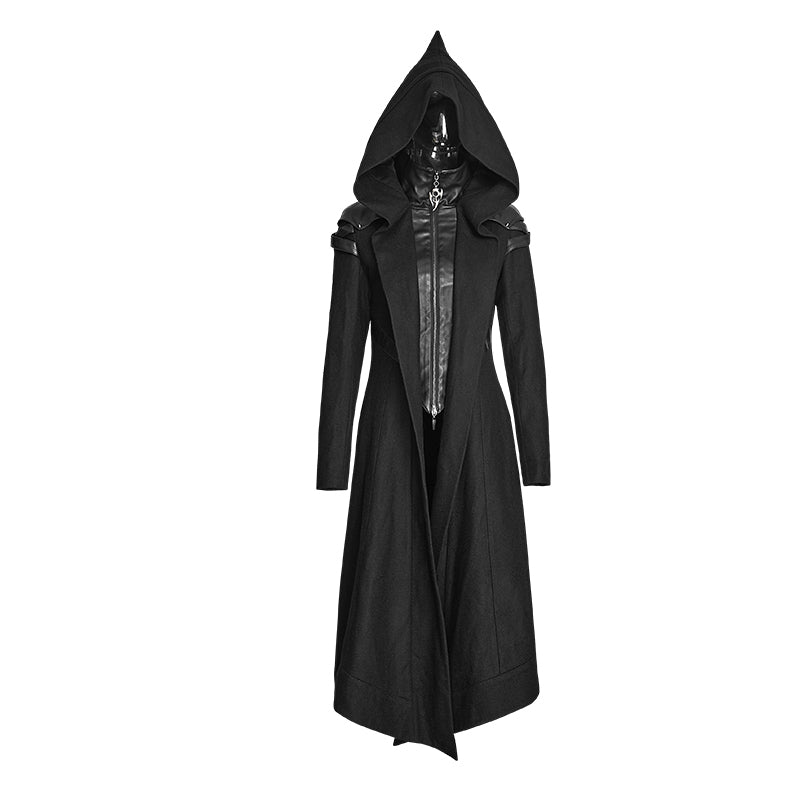 Y-611 Woolen Long Hooded Gothic Trench Coats With Duffle