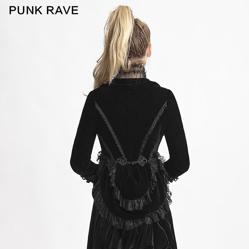 Y-614 black Lace Short Gothic Jacket With Chinese Knot