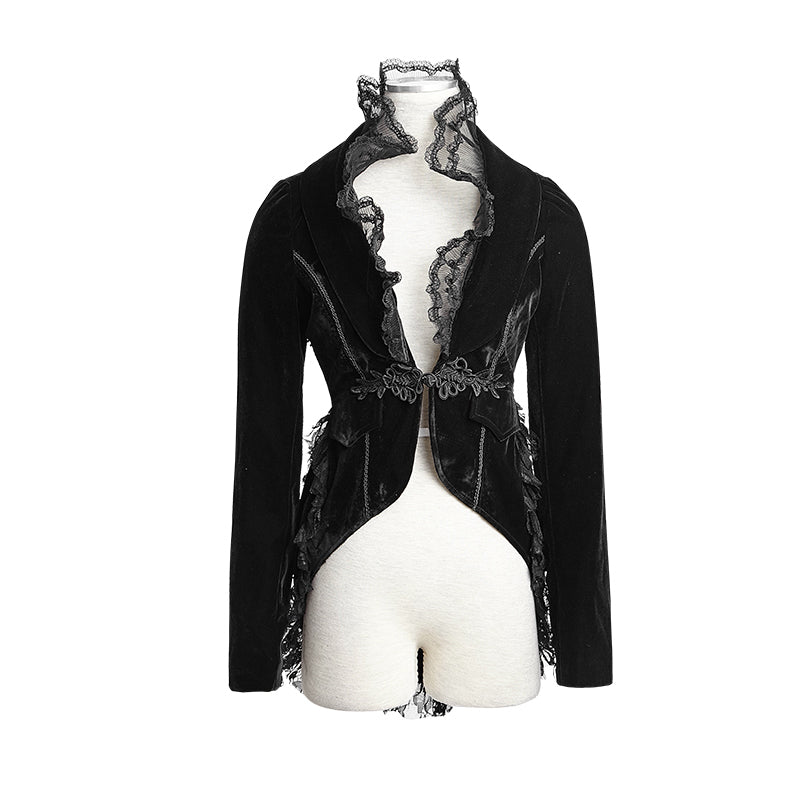 Y-614 black Lace Short Gothic Jacket With Chinese Knot