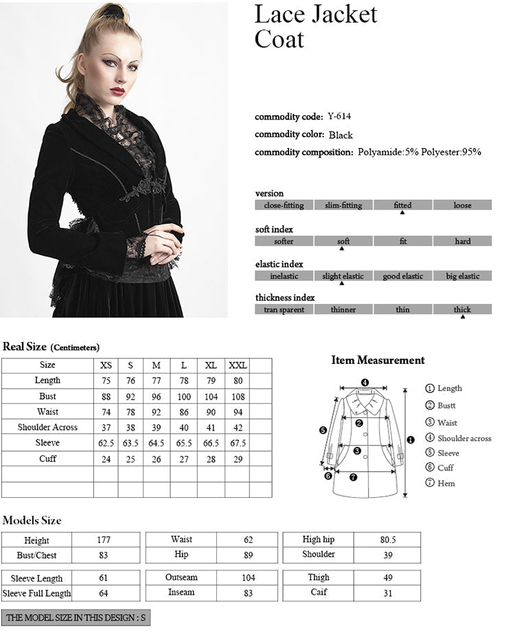 Y-614 black Lace Short Gothic Jacket With Chinese Knot